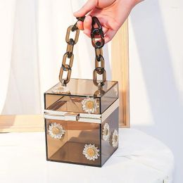 Totes Creative Little Acrylic Chain Women's Square Box Box Fashion Fashion Transparent Handbag 2024