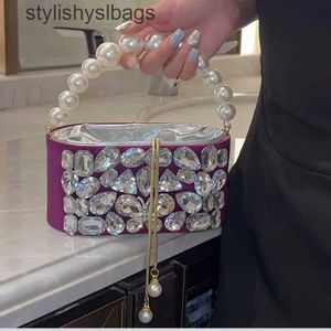 Totes Crystal Evening Clutch Sac pour femmes de luxe de luxe Perle sac à main Diamond Water Metal Cage Portefeuille Mariage H240528