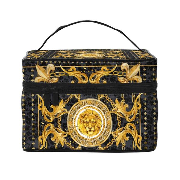 Totes Bolsa de aseo barroca personalizada para mujer, organizador de cosméticos dorado de lujo, almacenamiento de belleza para mujer, conjunto Doppstylishhandbagsstore