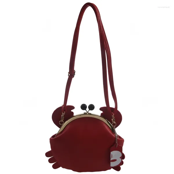 Sac fourre-tout mignon en forme de crabe, Design Unique pour dames, messager d'animaux, cadeau à bandoulière pour filles (rouge)