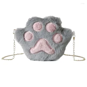 Bakken schattige schoudertassen kawaii palmprint ketting tas dames cartoon pluche crossbody handtas