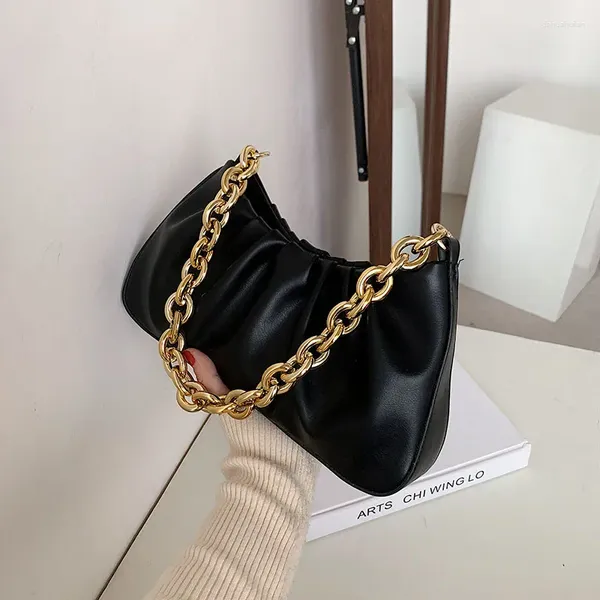 Totes DT 2024 Arrivée Fold Style One Sac à bandoulière Femmes Poignée Chaînes en métal PU Matériel Qualité Lady Élégant Vente remarquable