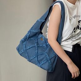 Totes Denim Design femmes fourre-tout sacs à main mode tissu dames grand voyage sous les bras sac grande capacité femme gland bleu sacs à bandoulière