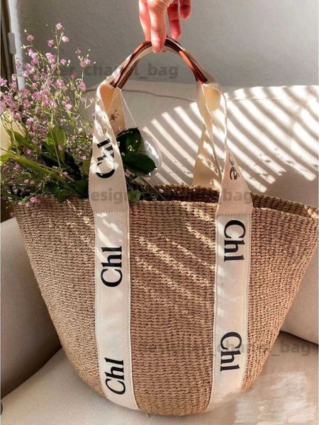 Totes Designer Totes Designer Sac Sac de plage Casual Rotin Grande capacité en osier tissé Str Femmes Handbaqs Panier Feuilles de palmier Lady épaule bandoulière élégant fête Ba