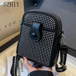 Totes Diamond Inlaid Mobile Phone Sac Fashionable One épaule Femmes Small Pocket Designer Luxury Crossbody Purse for Girls Bolsas