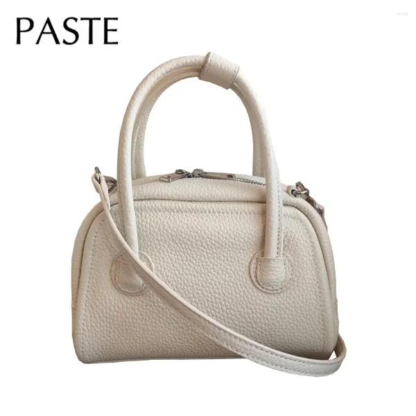 Totes Fashion Elegant Bowling Tote Soft genuino Vacol Cross Crossbody Hander Homing Bolso Beige Lady Bagn