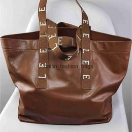 Toes Evening Bags Originele fabriek papier graan koehide vouw shopper handtas reistas met grote capaciteit H240417