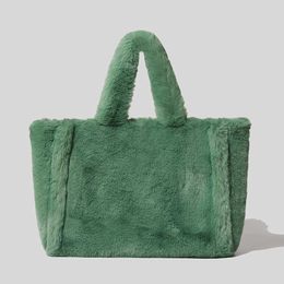 Totes avondtassen dames solide faux fur grote tote pluche grote handtassen winter schoudertas casual onderarm zakken vrouwelijke kwaliteit shopper tassen 202222291229