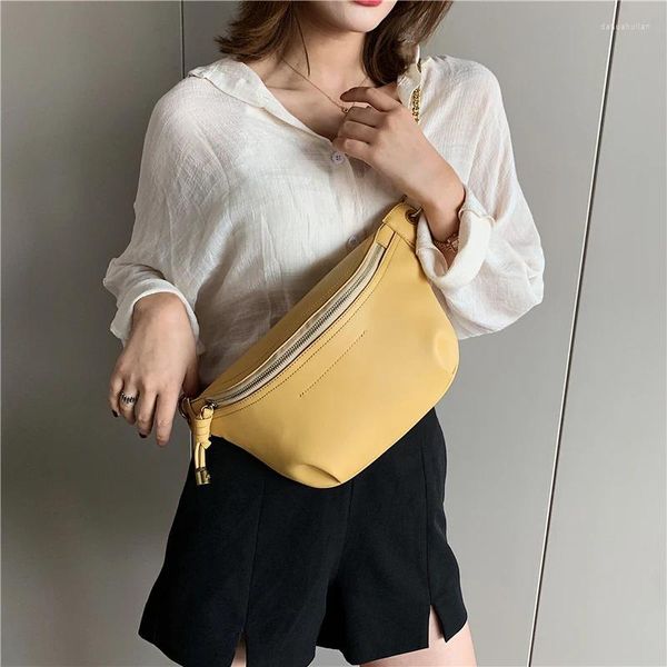 Totes Moda Cadena Bolsas de pecho para niñas Color caramelo Mujer Sling Paquete de cintura Teléfono Crossbody Chica joven Paquetes de compras turísticas