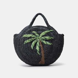 Totes Mode Cocotier Modèle Str Femmes Sacs À Main Ronde Cosse De Maïs Tissé Sacs À Main À La Main D'été Sac De Plage Grand Fourre-Tout Pursestylishyslbags