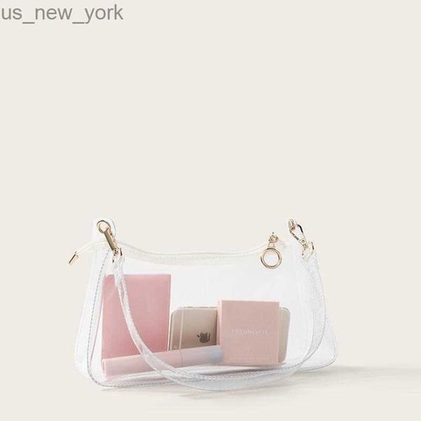 Totes Moda Transparente Pvc Jelly Bag Ladies Casual Zip Underarm Bag Simple Bolso de hombro transparente HKD230822