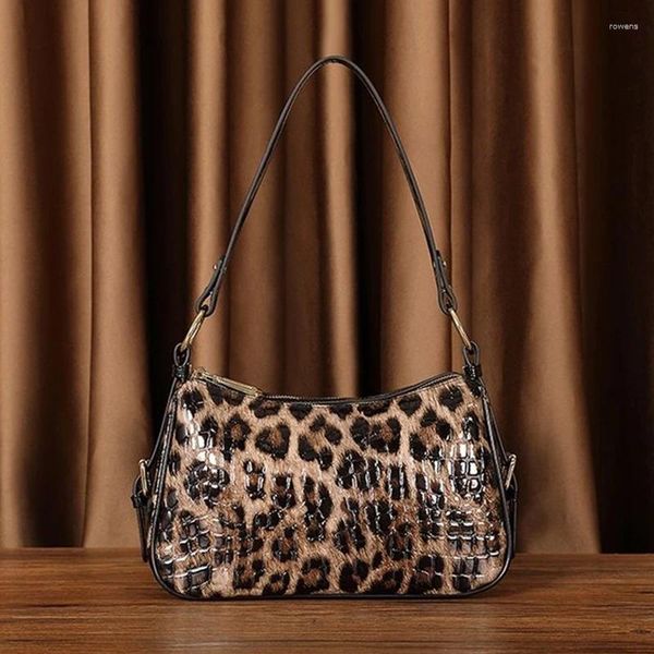 Totes Bolso de mujer de moda Estampado de leopardo Cuero genuino Un hombro Crossbody Bolso de lujo