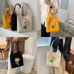 Sacs à main seau à fleurs pour femmes, fourre-tout pratique en toile, fourre-tout de Style coréen, grande capacité pour les déplacements domicile-travail