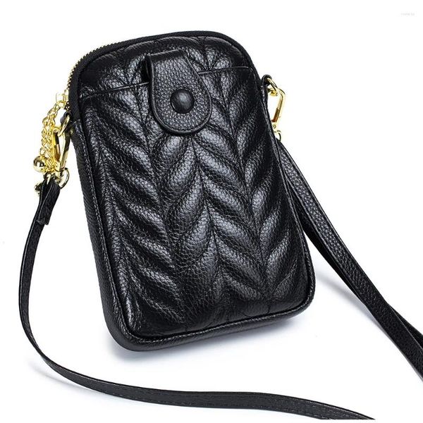 Fourre-tout en cuir véritable véritable peau de vache femmes polyvalent mode téléphone sac femmes messager petits sacs à bandoulière pour