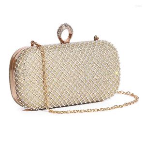 Totes bolso de embrague de diamantes de diario de diario con anillo de diamantes de cristal broche de lujo novia de dama de honor carteras formales bolso de hombro