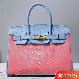 Sacs sacs de sac à main sac à dos luxe en cuir réel portable sac pour femmes autruche peau qq