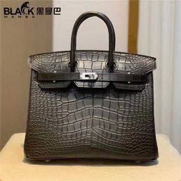 Tapés Handbag Designer Crocodile Leather Handmade Black All 25 cm Luxury avec logo
