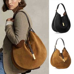 Totes bolsas saco de inverno vintage camurça sacola grande capacidade underarm dumpling balde sacos semi-circular crossbody sacos de compras 220903