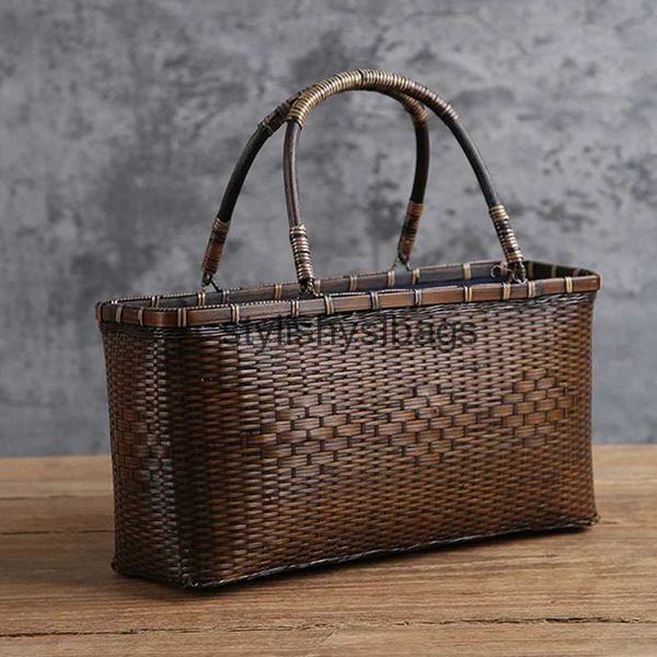 Totes Bolsa de bambú hecha a mano Cesta Bolso Retro Mini Ratán Ceremonia de té Storagestylishyslbags