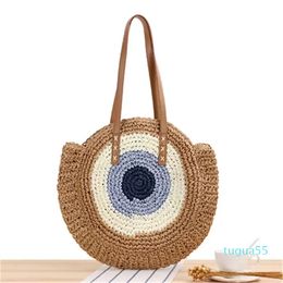 Totes HBP Casual Large Capacity Round Zipper Fashion Straw Woven Bag Handmade