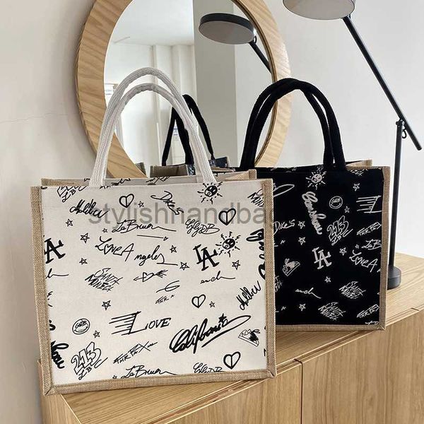 Totes Chanvre Sac À Main Édition Coréenne INS Une Épaule Sac Fourre-Tout Femmes 2023 Nouvel Étudiant Haute Capacité Classbagstylishhandbagsstore