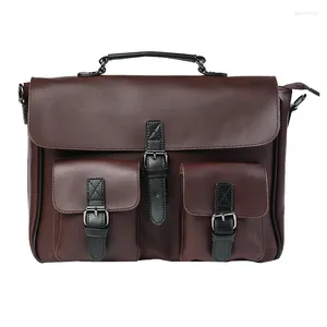 Totes-Bolsos de hombre de alta calidad, bolsos de mensajero de cuero de PU, bolso de hombro con cremallera metálica de viaje para ordenador portátil de negocios