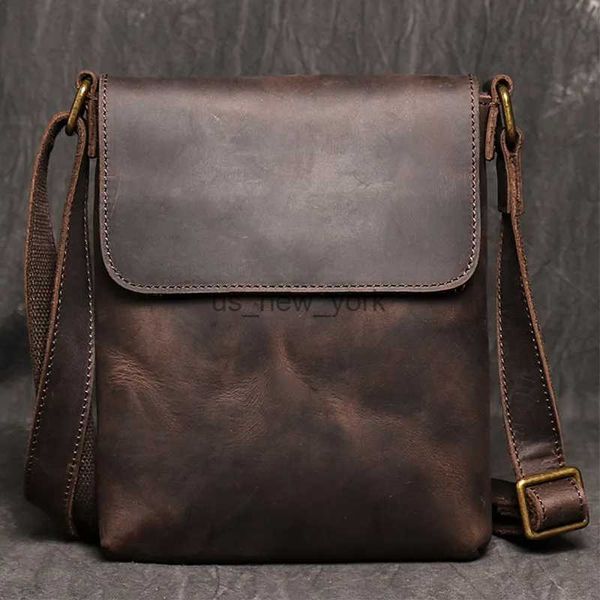 Totes Sac de messager de haute qualité pour hommes Sac à bandoulière en cuir authentique masculin Sac à épaule de voyage facile pour tablette en cuir masculin sac à main 240407