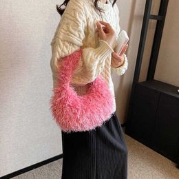 Totes Japan Zuid-Korea Damestas Kleur Draagbaar Schattig Mode Pluche Hbag Gepersonaliseerde Veelzijdig