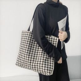 Totes Sacs fourre-tout de grande capacité pour les femmes Fashion Houndstooth Woman Shopper Designer Handsbags Canvas Trend Female Sac