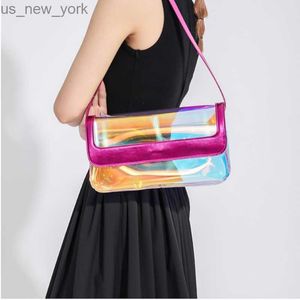 Totes Lasers Transparent PVC femmes sous les bras sac à bandoulière Chic élégant téléphone sacs à main petit sac fourre-tout mode couleur gelée dames sac à main HKD230822