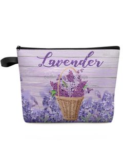 Totes Panier à fleurs de lavande Sac de maquillage de voyage Petit organisateur de salle de bain pour femmes Boîte à crayons de rangement pour enfants caitlin_fashion_ bags