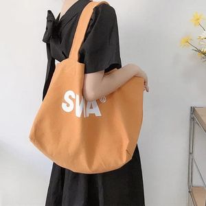 Totes Style paresseux grande capacité Double Root Sac Shoping Sac Student Art Canvas Handbag Letter Tote Sacs