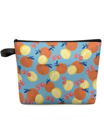 Bakken Citroen Oranje Kersenblad Fruit Buiten Reizen Grote Cosmetische make-uptas voor Dames Organisatoren Waterdichte Damesopbergdoos caitlin_fashion_ bags