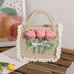 Totes Belles tulipes sac tissé à la main laine heted matériel de bricolage cadeau fait maison pour les copinesstyleseendibags