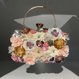Totes luxe kleur floral box koppeling avondtassen ontwerper lozingen pansen kralen gold handtassen bruiloft feest geld portemonnee met diamanten 230509