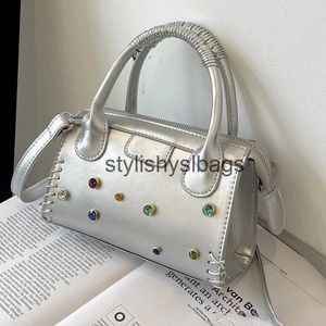 Totes Designer de luxe diamant PU cuir femmes sac à main décontracté sac à bandoulière oreiller fourre-tout H240330