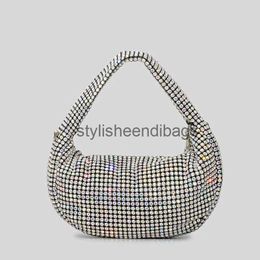 Totes diamants de luxe sacs d'embrayage de soirée designer rhinone femmes sacs à main brillants sacs à main de fête sier sac en maille de cristal 2023stylisheendibags