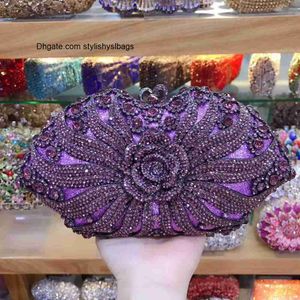 Totes Luxury Purple/Blue Crystal Red Bag Rhinestones Evening Clutch Purse Wedding Ladies Party Clutches Bolsos de noche para niña Bolsa de regalo