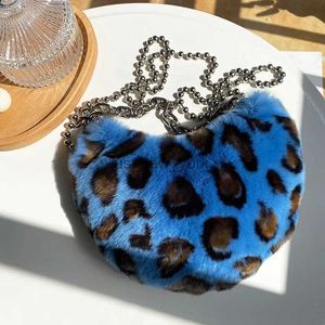 Totes Luxury Real Fur Sac de lapin Sac à bandoulière en fourrure Leopard Sac Dumpling Femmes de haute qualité Sac à main