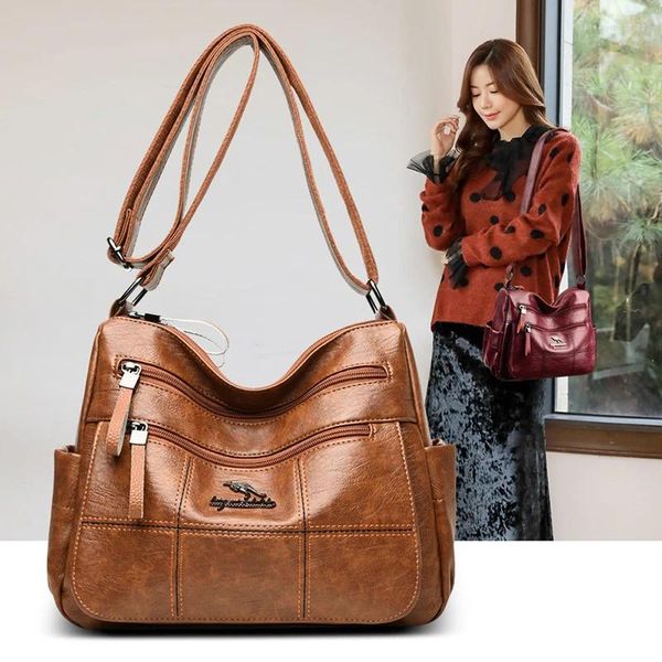 Totes de lujo para mujer, bolso de mensajero de marca, bolso de cuero suave de calidad, bolso cruzado a cuadros grande para mujer, bolso de hombro con múltiples bolsillos