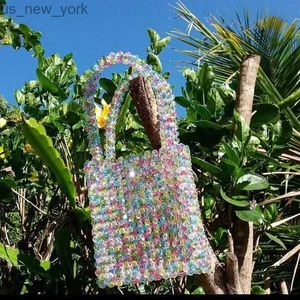 Totes gemengde kleur gelei acryl kralen transparante tassen voor vrouwen handgemaakte grote duidelijke portemonnees handtassen zomer strandbakken hkd23082222