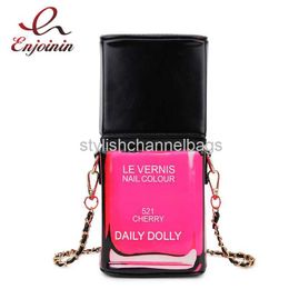 Totes Esmalte de uñas Forma de botella Monederos y bolsos para mujer Moda Crossbody Bolsos Cadena Bolsos de hombro Diseñador femenino Bolsa de cosméticos 0301/23