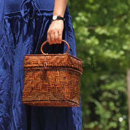 Toes Nieuwe retro handgemaakte bamboe geweven tas mini -kunst dames thee ceremonie opslag handtas make -upstylisheendibags