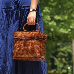 Totes Nouveau rétro fait à la main en bambou tissé sac mini art femmes cérémonie du thé stockage sac à main maquillagestylishyslbags