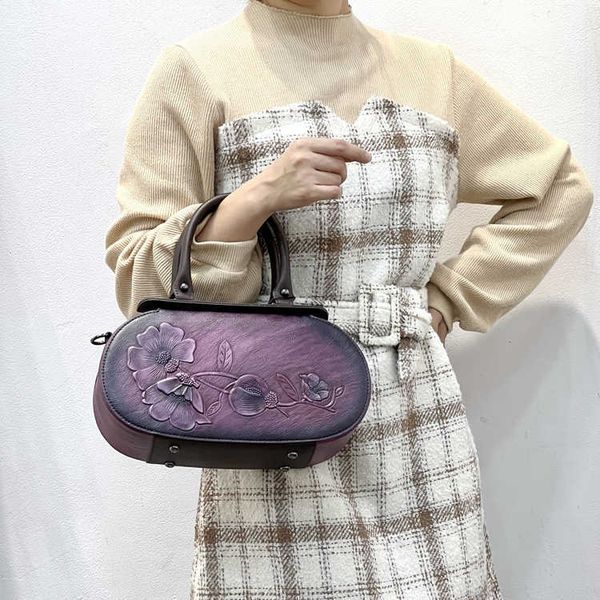 Totes New Style Leather Carving with Cheongsam Cotton Hemp Portable Shoulder Bag bolsos bolsos mujer