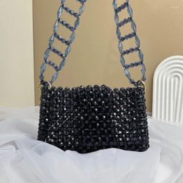 Totes Niche Design fait à la main tissé perlé femmes sacs à bandoulière personnalisé à la mode haut de gamme Texture Flip Over sac à bandoulière