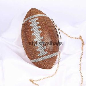 Totes Nouveauté Strass Bling Football En Forme De Rugby Sac À Main Femmes Brillant Diamant Sacs À Main Chaîne Épaule Sac De Soirée Banquet De Mariage H240330