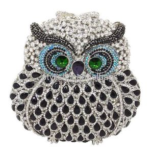 Totes Owl Animal Designer Mujeres Bolsos de noche Pochette Hecho a mano Prom Clutch Bolso de lujo Party Purse Crystal Stone Day Clutches 0214/23