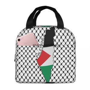 Totes Palestijnse Flag Bandana Geïsoleerde lunchtas Lekbestendige picknick Hot Cooler Box vrouwelijk werk kinderen H240504