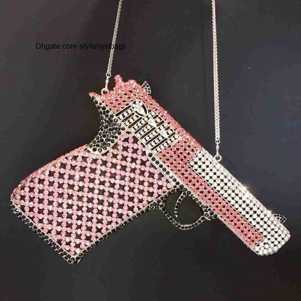 Totes Pistola Pistola Forma Rhinestone Sacos de Noite Cristal Feminino Festa Clutch Bolsa Senhoras Casamento Nupcial Formal Clutch Bag Clutches Bags